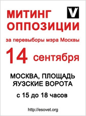 11.09.2013 - Митинг за перевыборы мэра Москвы пройдет 14 сентября